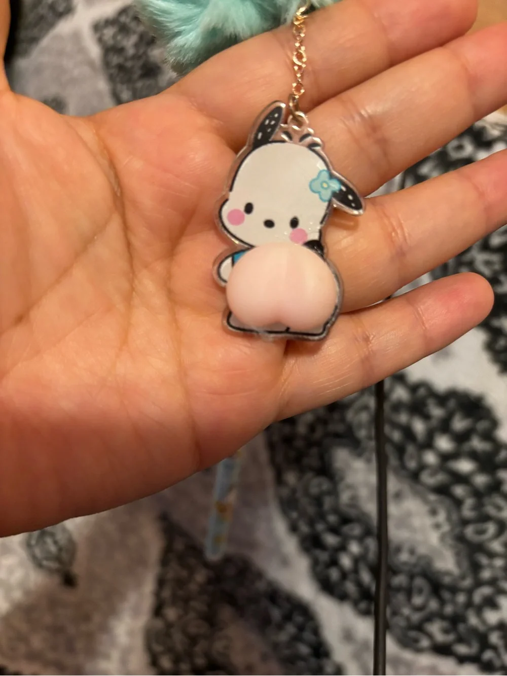 Kids Pom Pom Keychain Pen - Mint Green